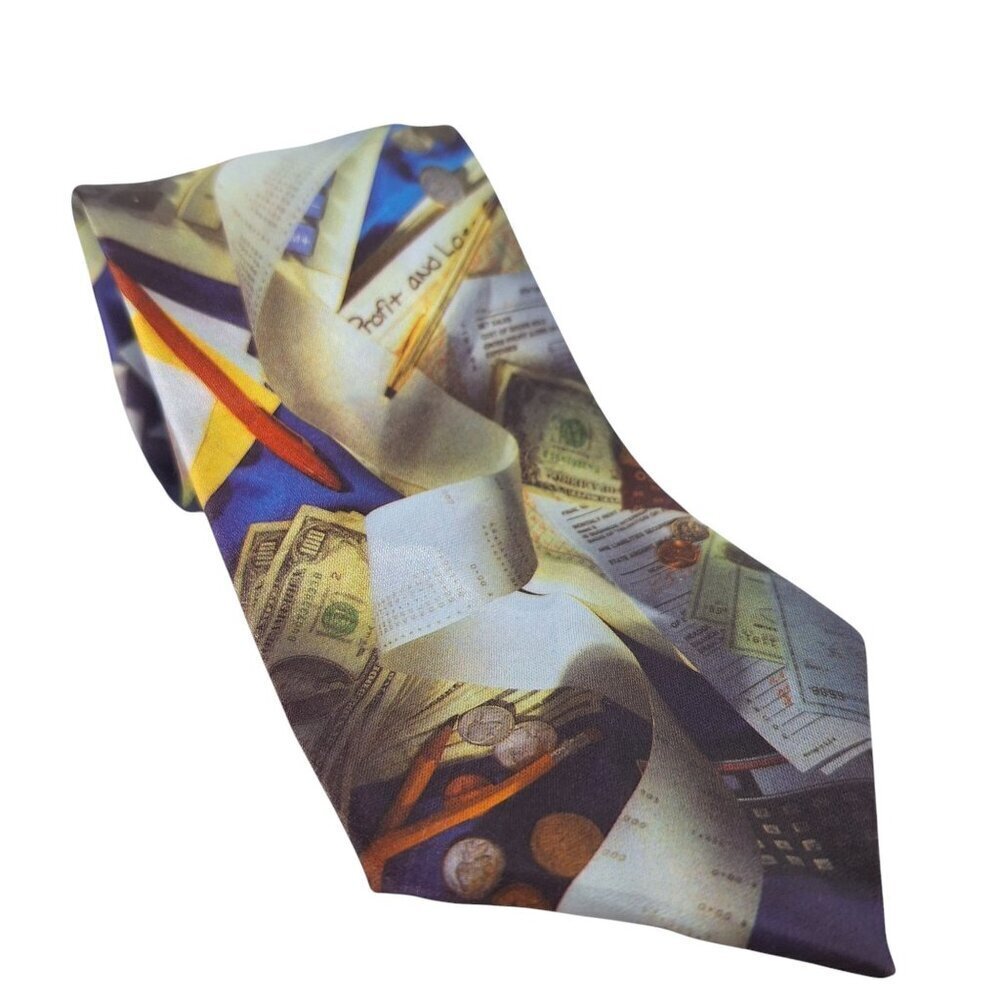 Vintage 1993 Ralph Marlin Money Novelty Necktie